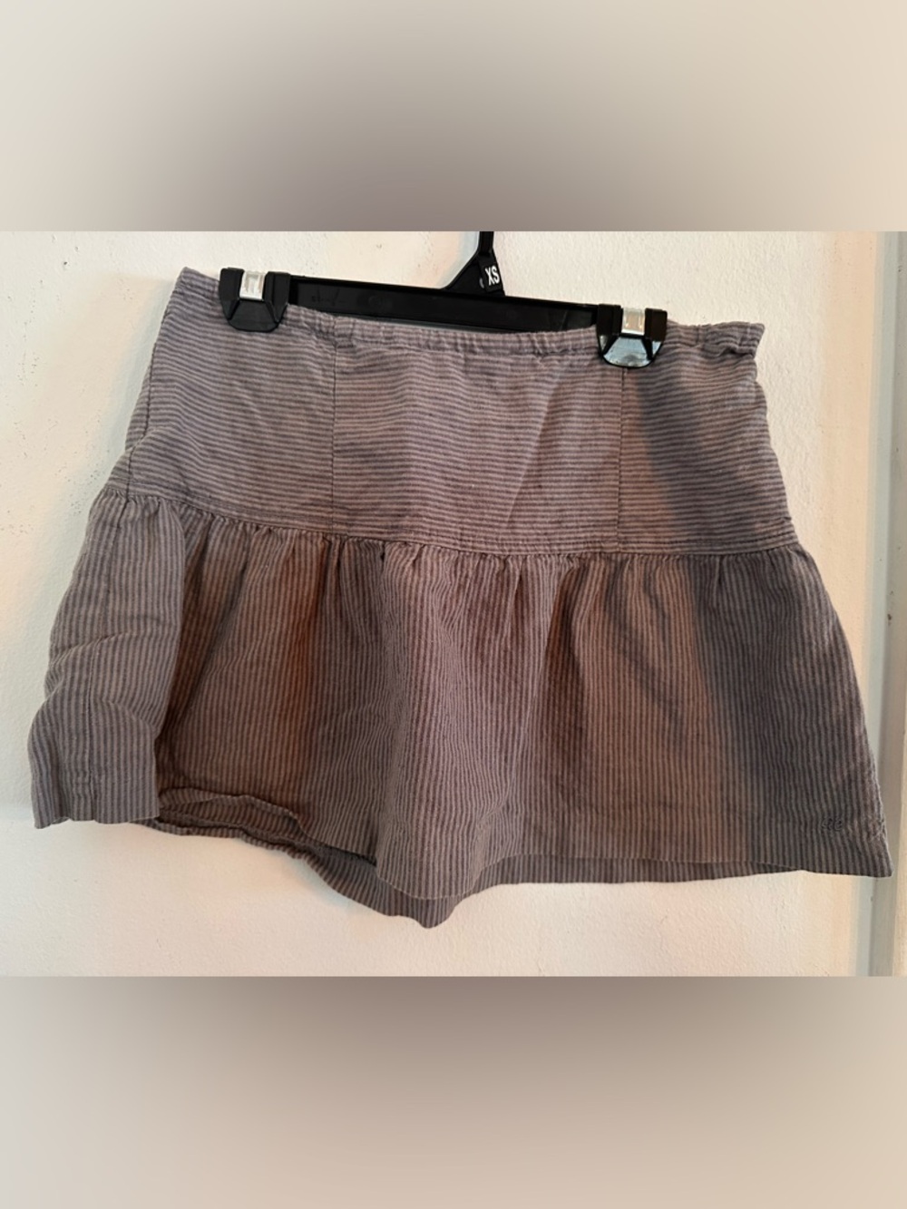 Y2K AE Linen Blend Mini Skirt Size 0 | Striped Boho Goth Emo Rock Festival - Picture 2 of 5
